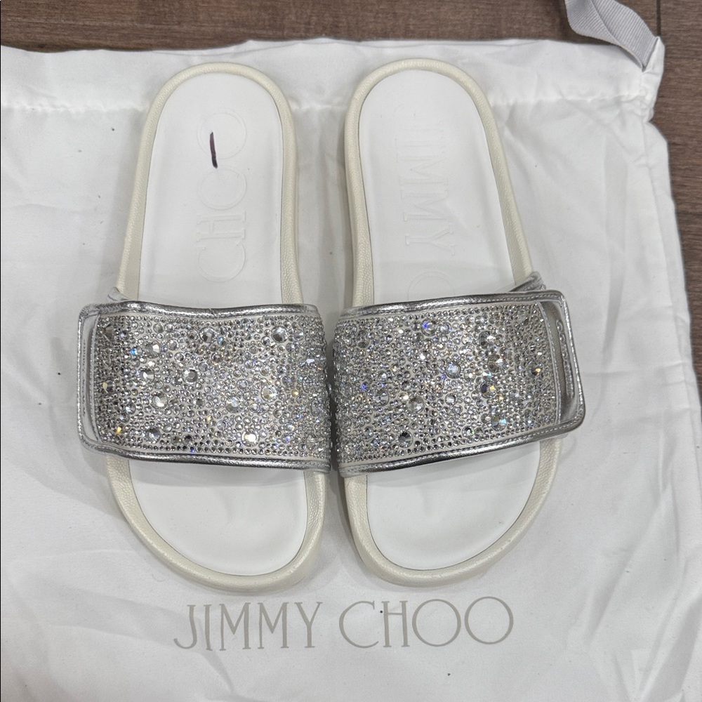 Jimmy Choo Metallic Crystal Slides